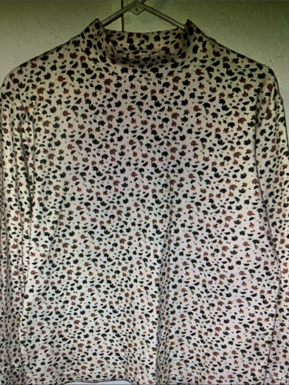 Cream Floral-Spot Mock Neck Sweater Top